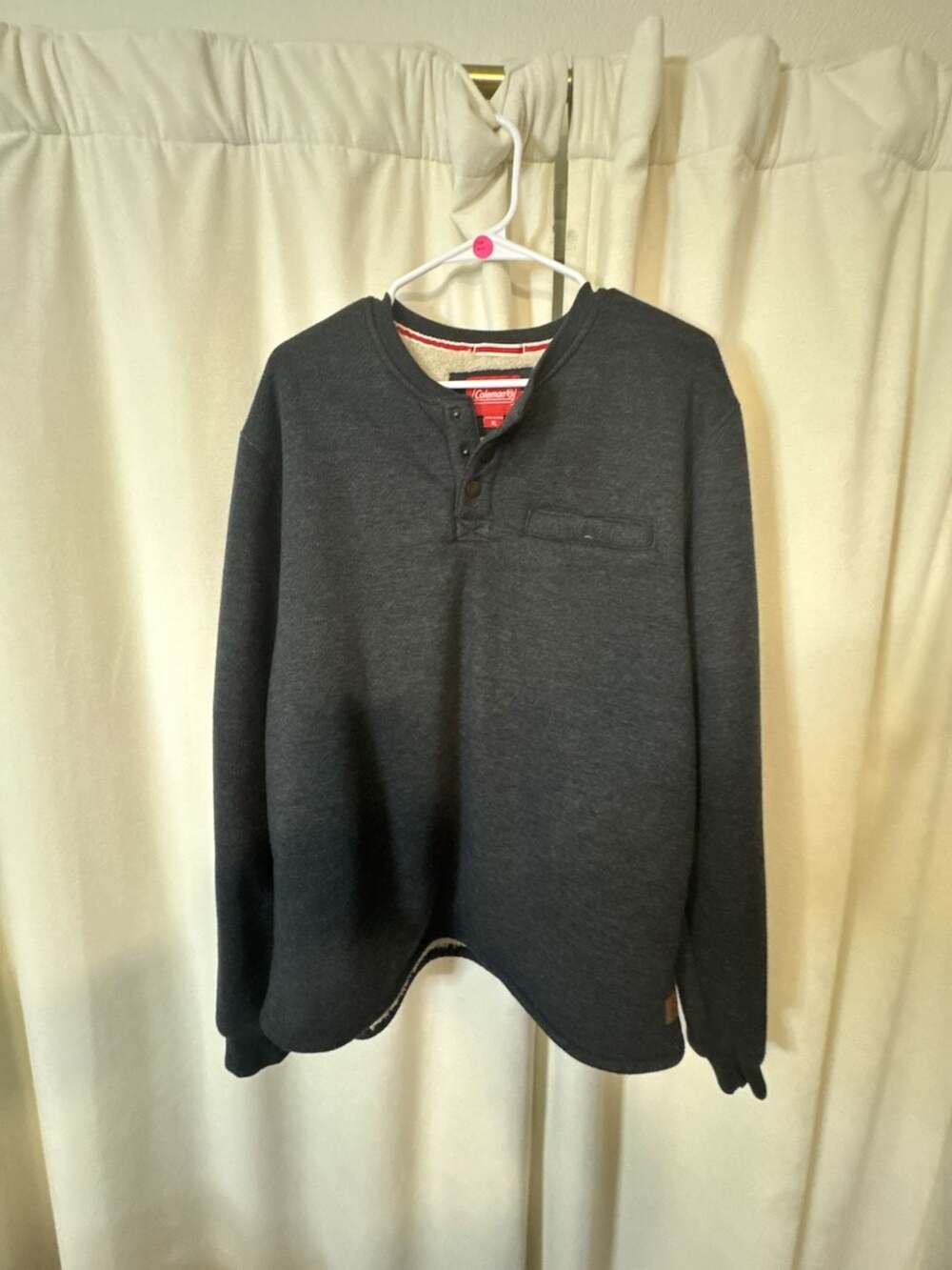 Coleman Men's Sherpa Lined Waffle Knit Henley Sweatshirt
